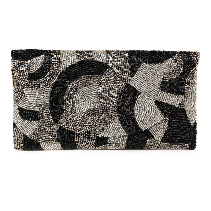 Tiana Designs Beaded Purse - Black/Pewter/Silver