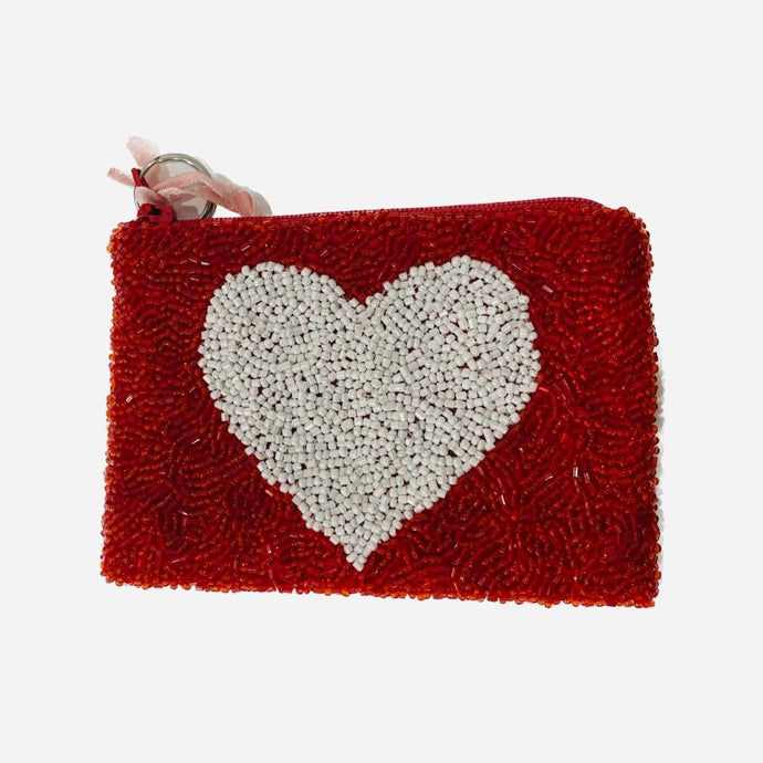 Tiana Designs Beaded Coin Purse - Red w/White Heart