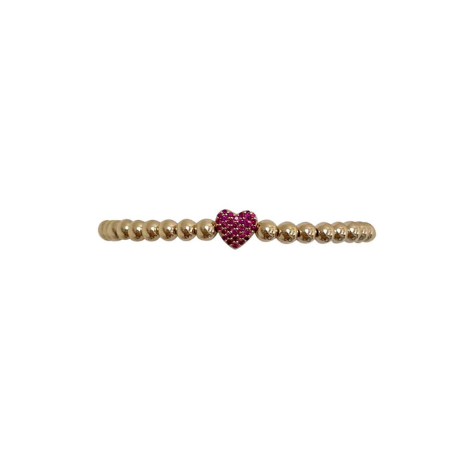 Karen Lazar 4MM Filled Bracelet w/14K Ruby Heart Bead