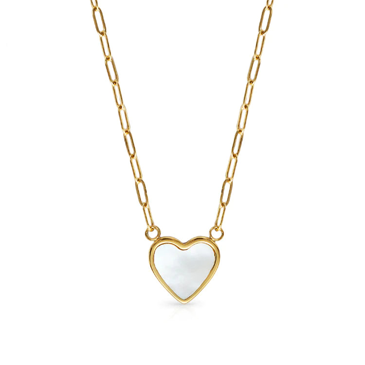 Love You More Mother of Pearl Heart Lola Gold Necklace