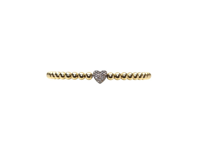 Karen Lazar 4MM Filled Bracelet w/Oxidized Diamond Heart Bead
