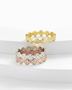 Kosa Jewels Alexis Tri-color Stackable Ring Set