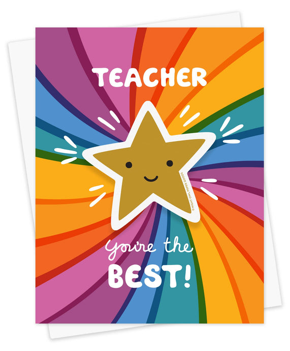 Night Owl Paper Goods Best Teacher Sticker Card