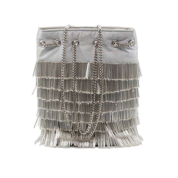 Tiana Designs Beaded Fringe Bag - Silver