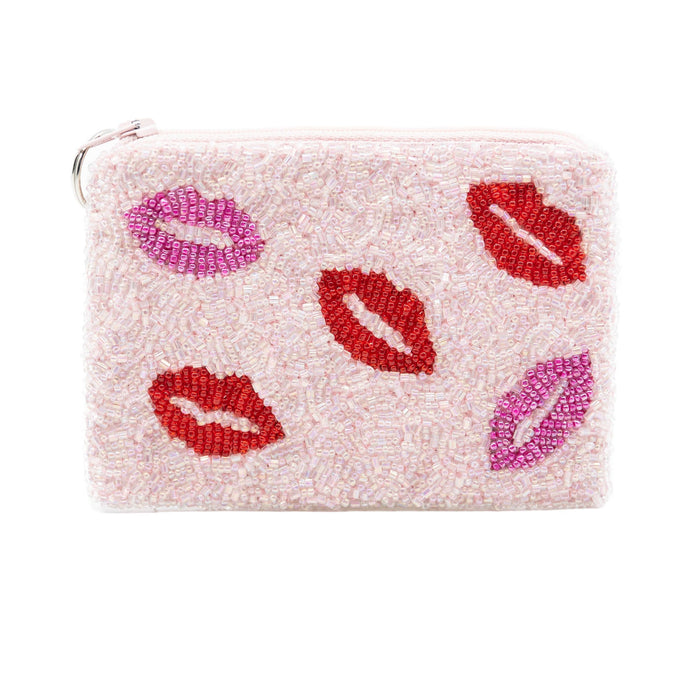 Tiana Designs Beaded Coin Purse - Pink Multi Lips