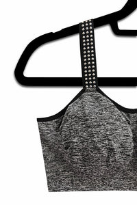 strap-its Silver Studs Attached to Heather Grey Bra