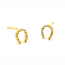Load image into Gallery viewer, Tai Pave Mini Horseshoe Earrings - 4 Colors