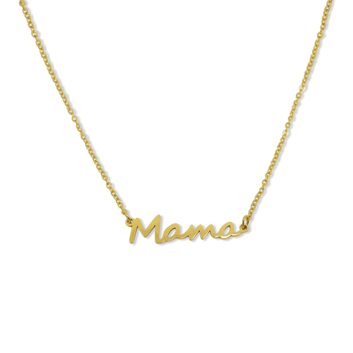 Love You More Mama Necklace in Gold Script