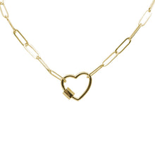 Load image into Gallery viewer, Love You More Take My Heart Gold Paperclip Chain Link Necklace - Solid