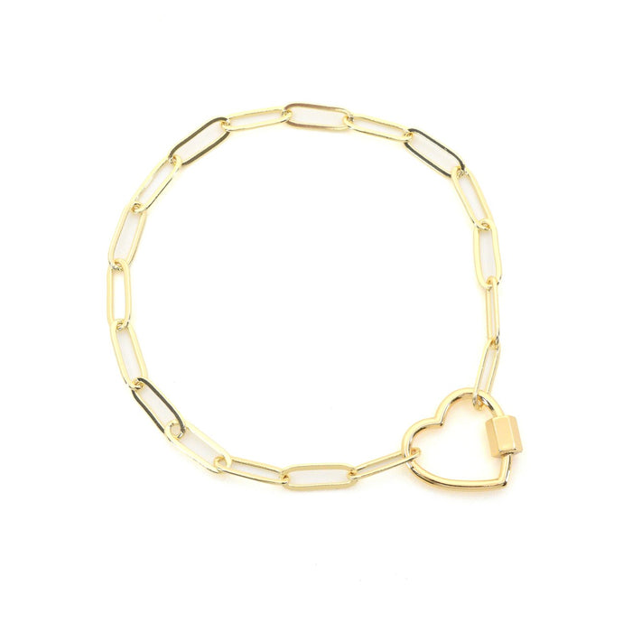 Love You More Take My Heart Paperclip Chain Bracelet - Solid