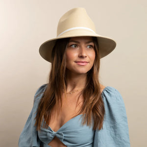 Hat Attack Bridget Fedora - Natural/White