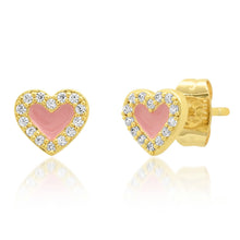 Load image into Gallery viewer, Tai Heart-Shaped Enamel &amp; CZ Studs - 2 Colors