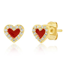 Load image into Gallery viewer, Tai Heart-Shaped Enamel &amp; CZ Studs - 2 Colors