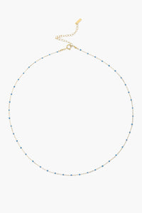 Chan Luu Enamel Bead Necklace - Stone Blue