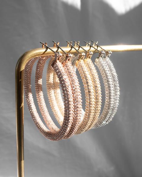 LUV AJ Pave Amalfi Hoops - Gold or Silver