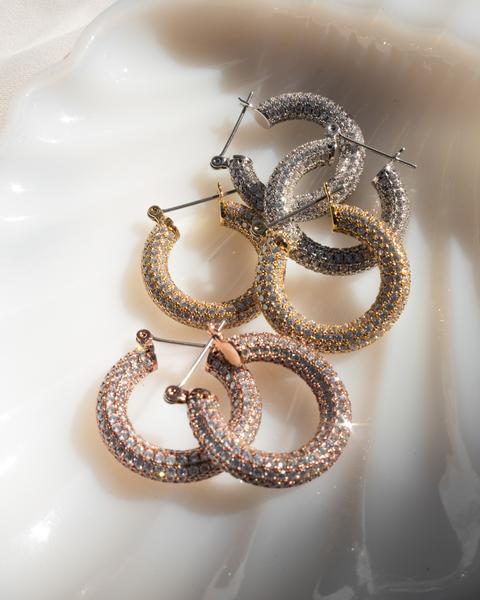 LUV AJ Pave Baby Amalfi Hoops - Gold, Silver, Rose