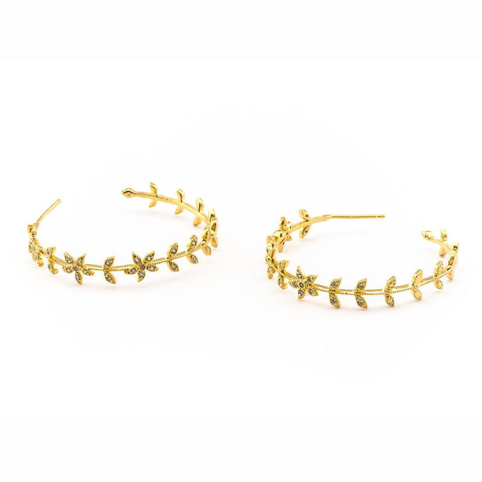 Tai Leaf Hoop Earrings - Gold