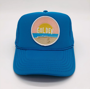 Port Sandz Golden Trucker Hat - Carribean Blue