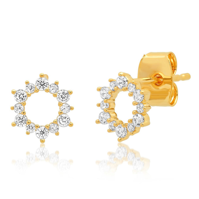 Tai Pave Open Circle Flower Stud Earrings - 2 Colors