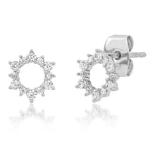 Load image into Gallery viewer, Tai Pave Open Circle Flower Stud Earrings - 2 Colors
