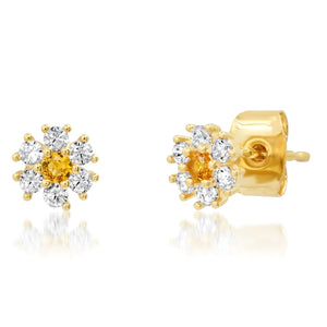 Tai CZ Flower Stud with Center Stone - 3 Colors