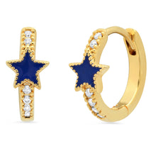 Load image into Gallery viewer, Tai Pave CZ Gold Huggie with Enamel Star - 2 Colors