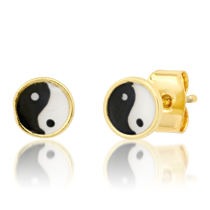 Tai Enamel Ying Yang Studs - Black/White