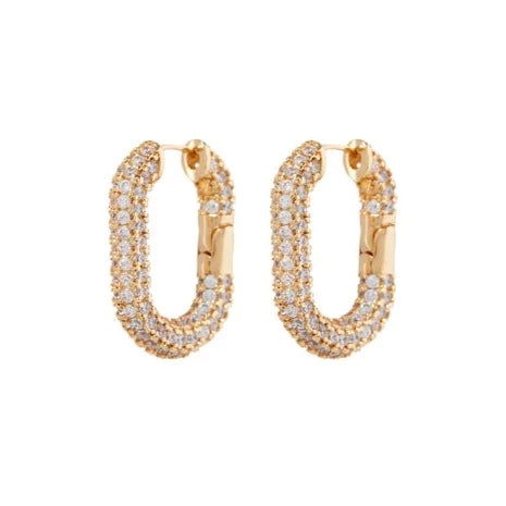 LUV AJ XL Pave Chain Link Huggies - Gold or Silver – Luck