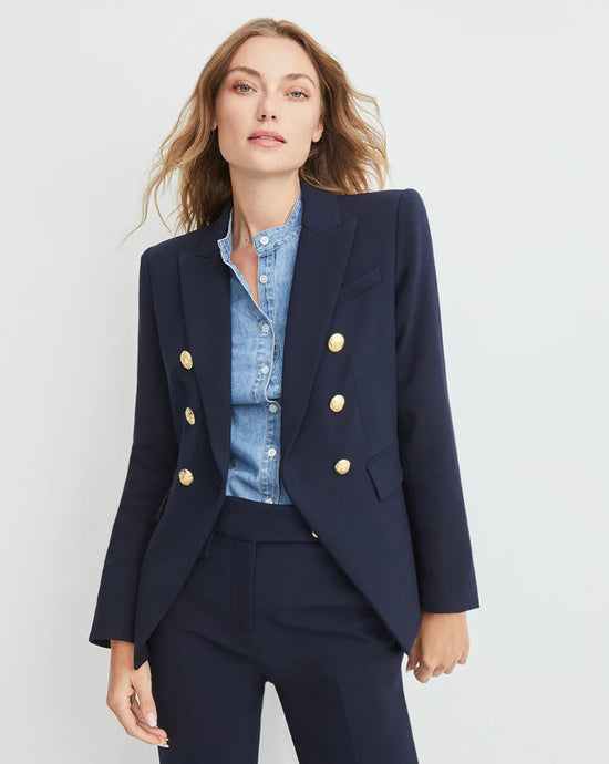 Veronica Beard Miller Dickey Jacket - Navy w/Gold Buttons