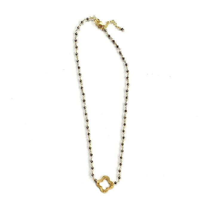 erin gray Pyrite Clover Short Necklace