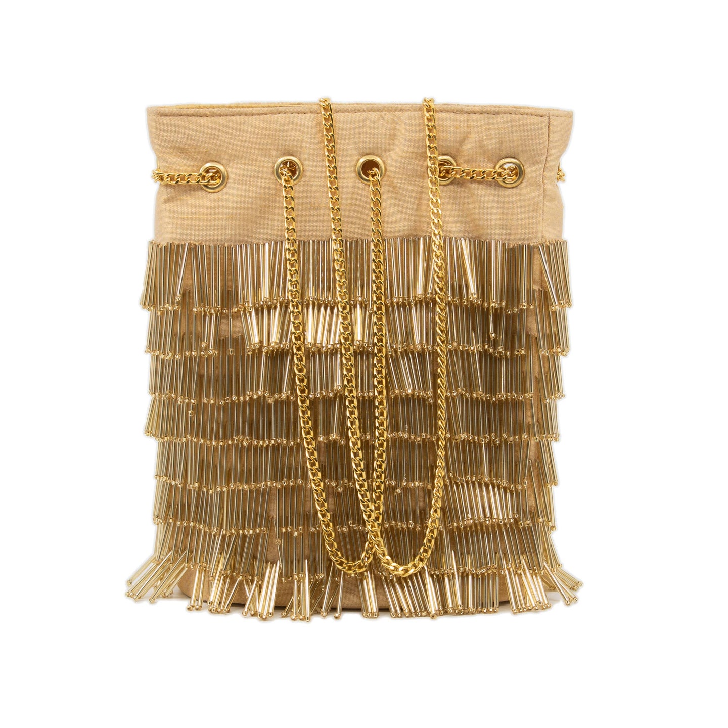Tiana Designs Beaded Fringe Bag - Gold