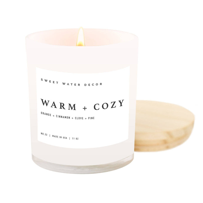 Sweet Water Decor Soy Candle + Wood Lid - Warm and Cozy