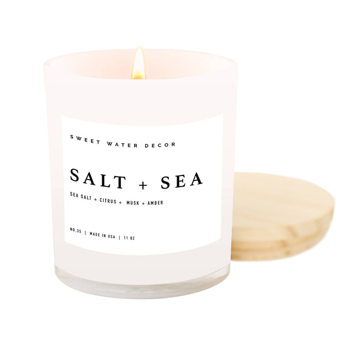 Sweet Water Decor Soy Candle + Wood Lid - Salt + Sea