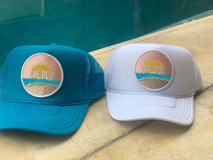 Port Sandz Golden Trucker Hat - Carribean Blue