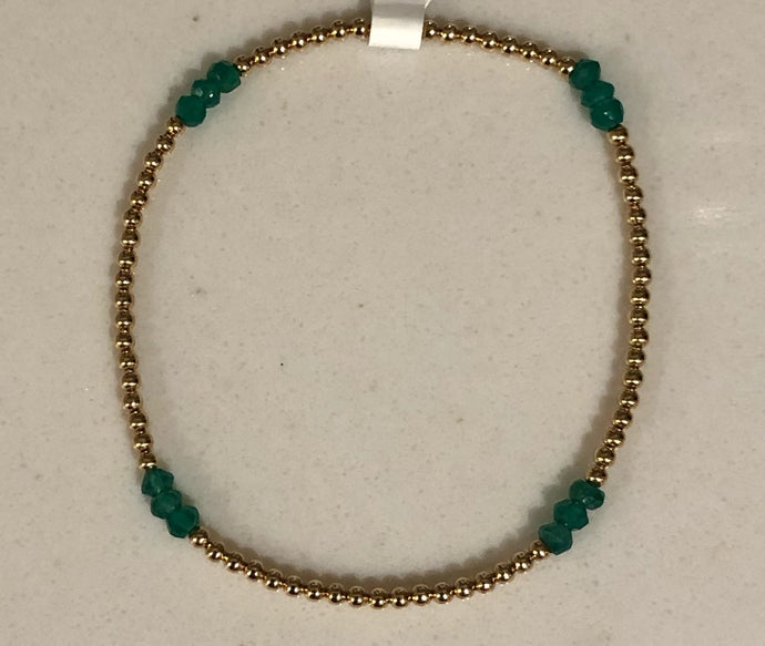 Karen Lazar 2MM Gold Filled Bracelet - GREEN ONYX PATTERN