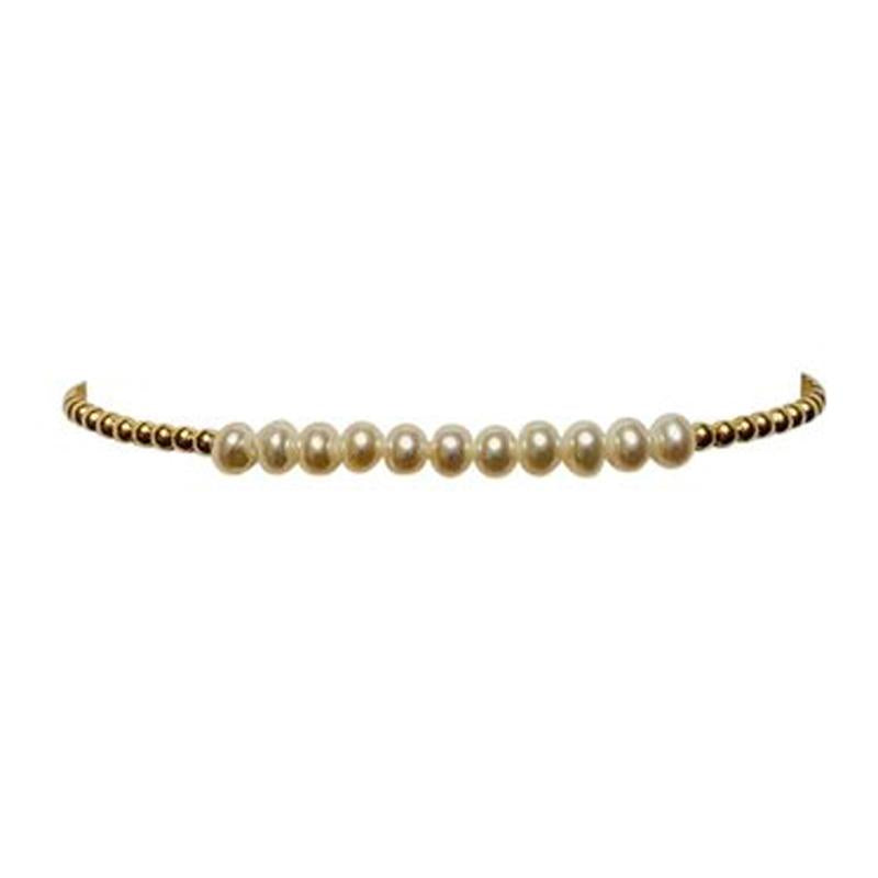 Karen Lazar 2MM Gold Filled Bracelet - WHITE PEARL BRACELET