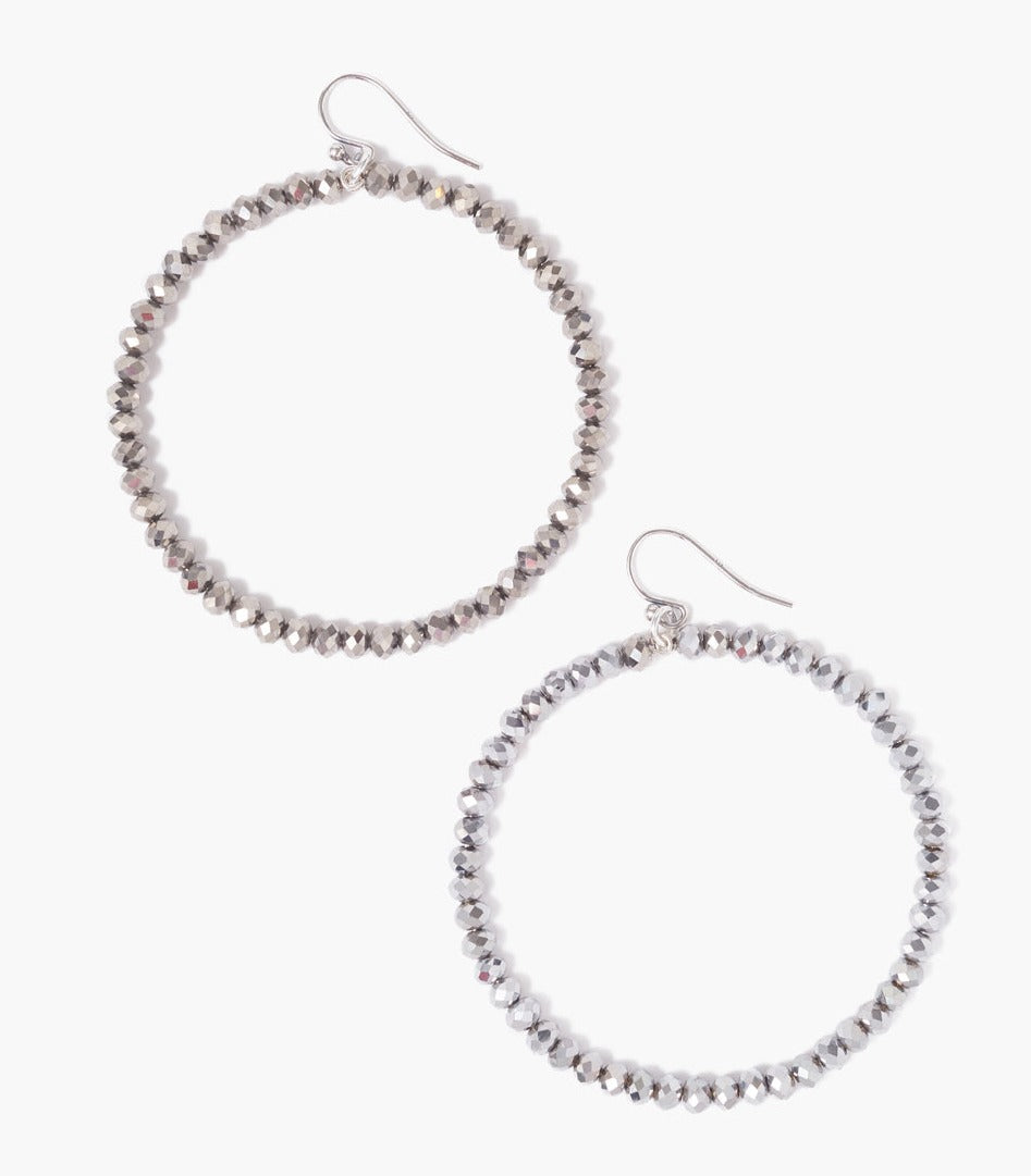 Chan Luu Grand Hoop Earrings - Coated Silver Crystal